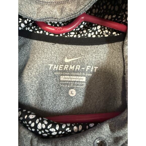 Nike Gray With speckled black and white Nike Swoosh And Funnel Hoodie Size L - Picture 10 of 14